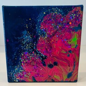 Fine Original Art Canvas Painting Mix Medium Oil Acrylic Glitter Abstract Modern